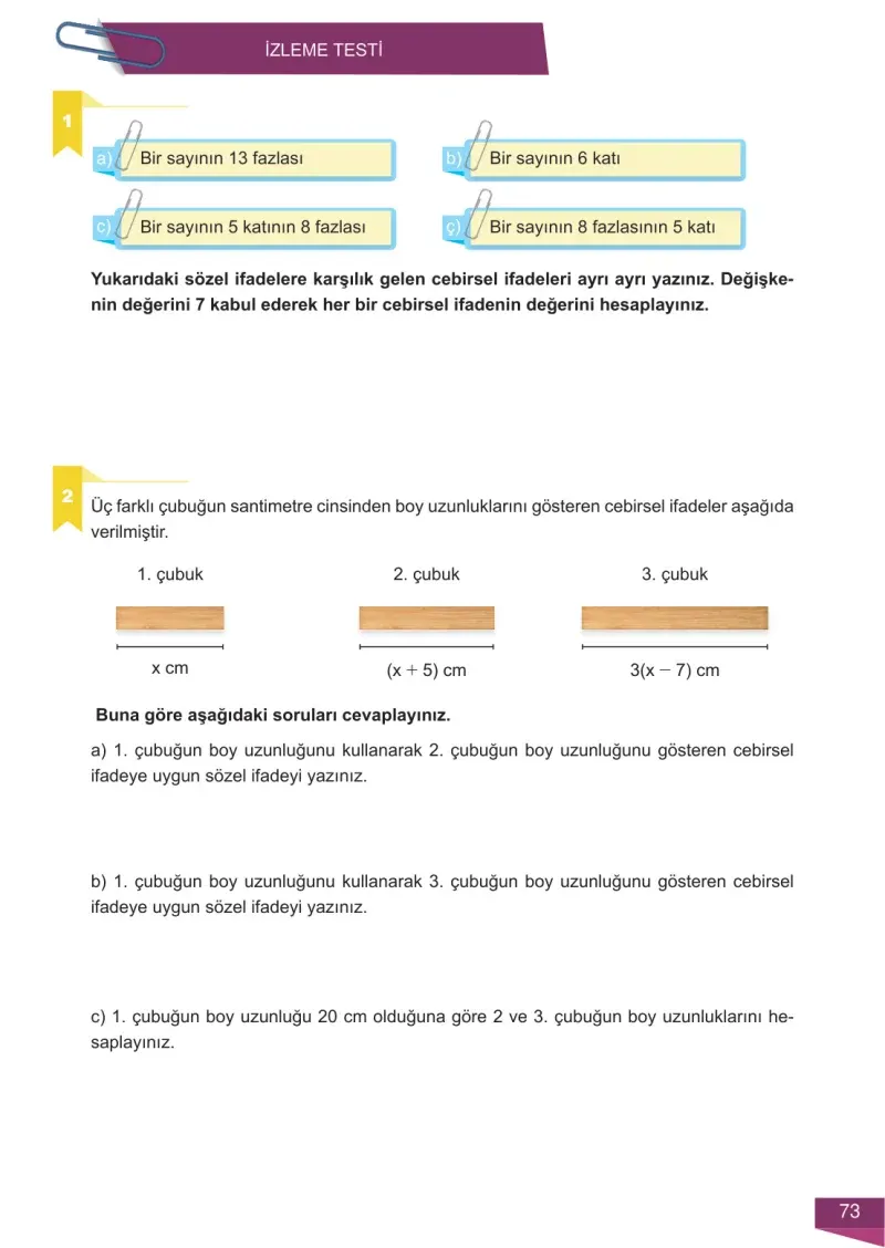 6. Sınıf Matematik Ders Kitabı Cevapları Meb Yayınları 2 Sayfa 73