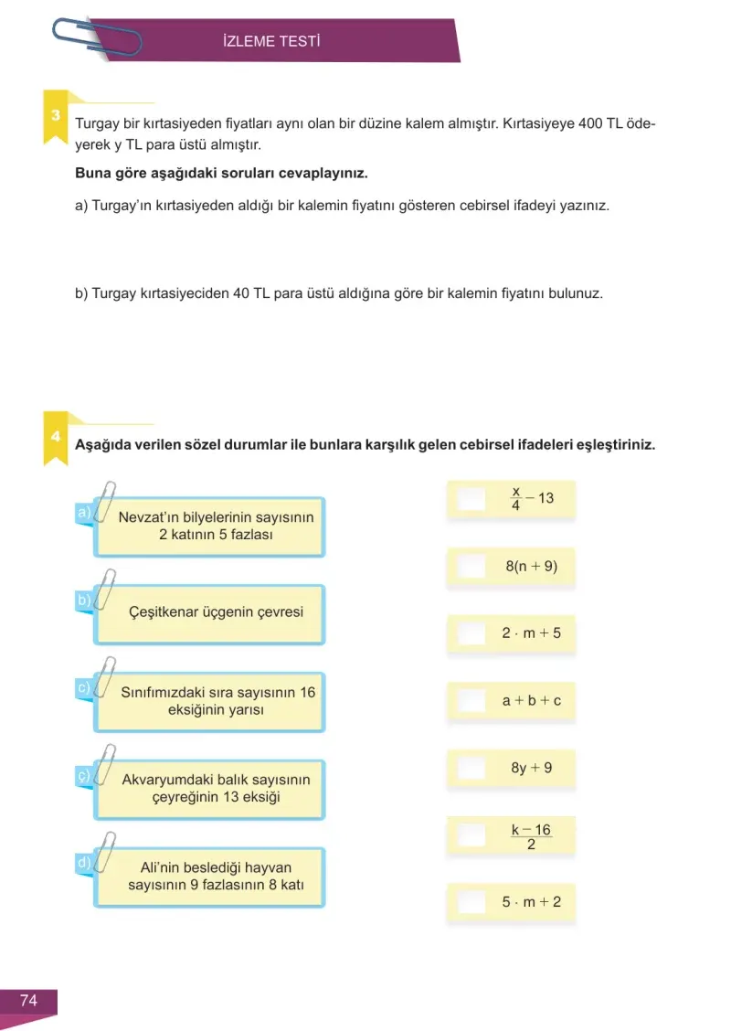 6. Sınıf Matematik Ders Kitabı Cevapları Meb Yayınları 2 Sayfa 74
