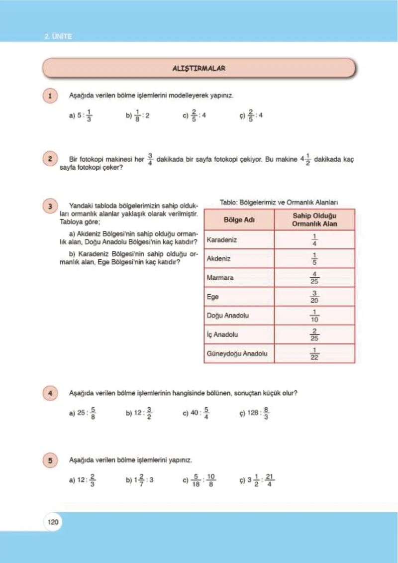 6. Sınıf Matematik Ders Kitabı Cevapları Öğün Yayınlar Sayfa 120