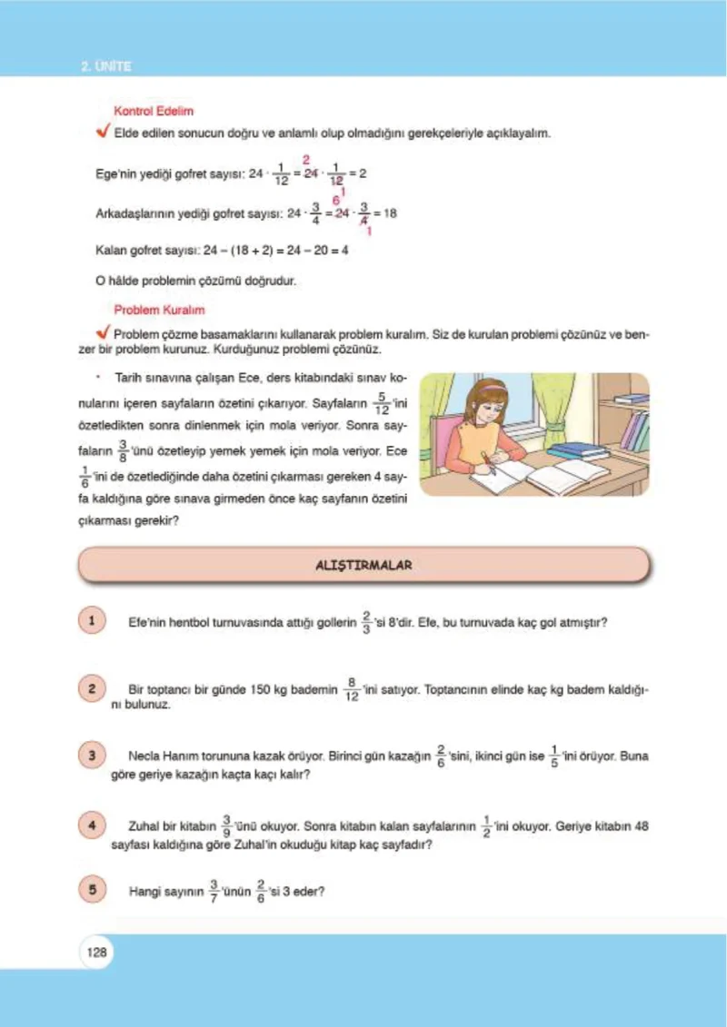 6. Sınıf Matematik Ders Kitabı Cevapları Öğün Yayınlar Sayfa 128
