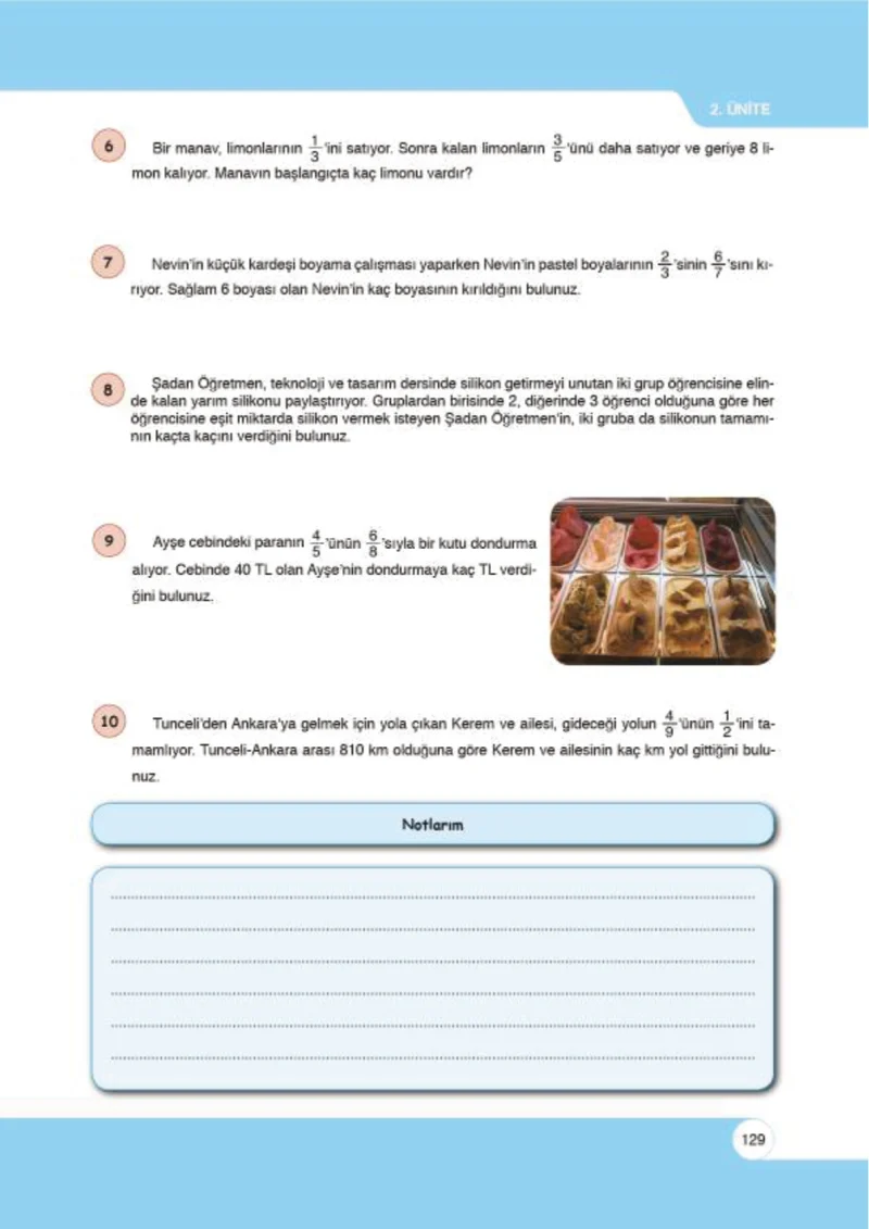 6. Sınıf Matematik Ders Kitabı Cevapları Öğün Yayınlar Sayfa 129