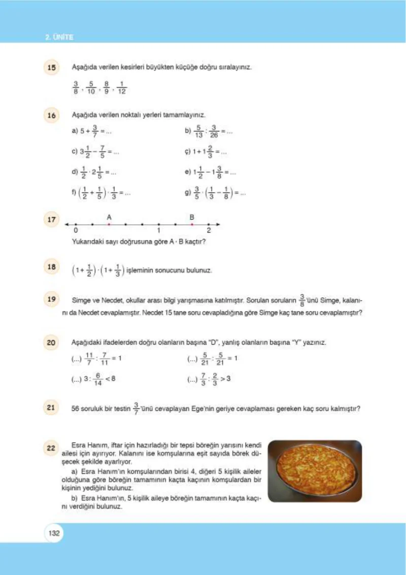 6. Sınıf Matematik Ders Kitabı Cevapları Öğün Yayınlar Sayfa 132