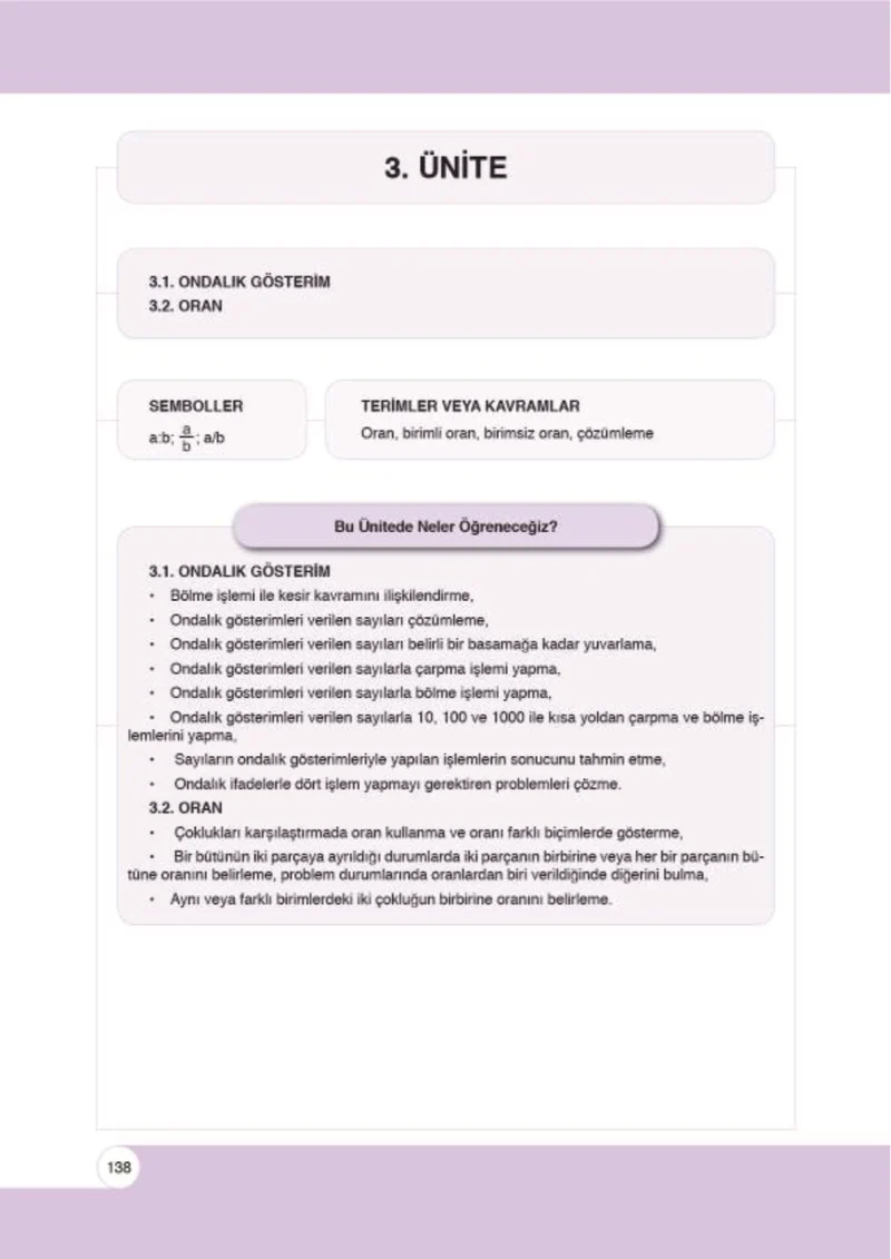 6. Sınıf Matematik Ders Kitabı Cevapları Öğün Yayınlar Sayfa 138
