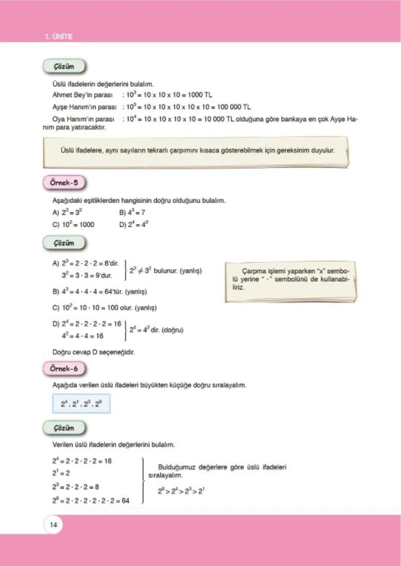6. Sınıf Matematik Ders Kitabı Cevapları Öğün Yayınlar Sayfa 14
