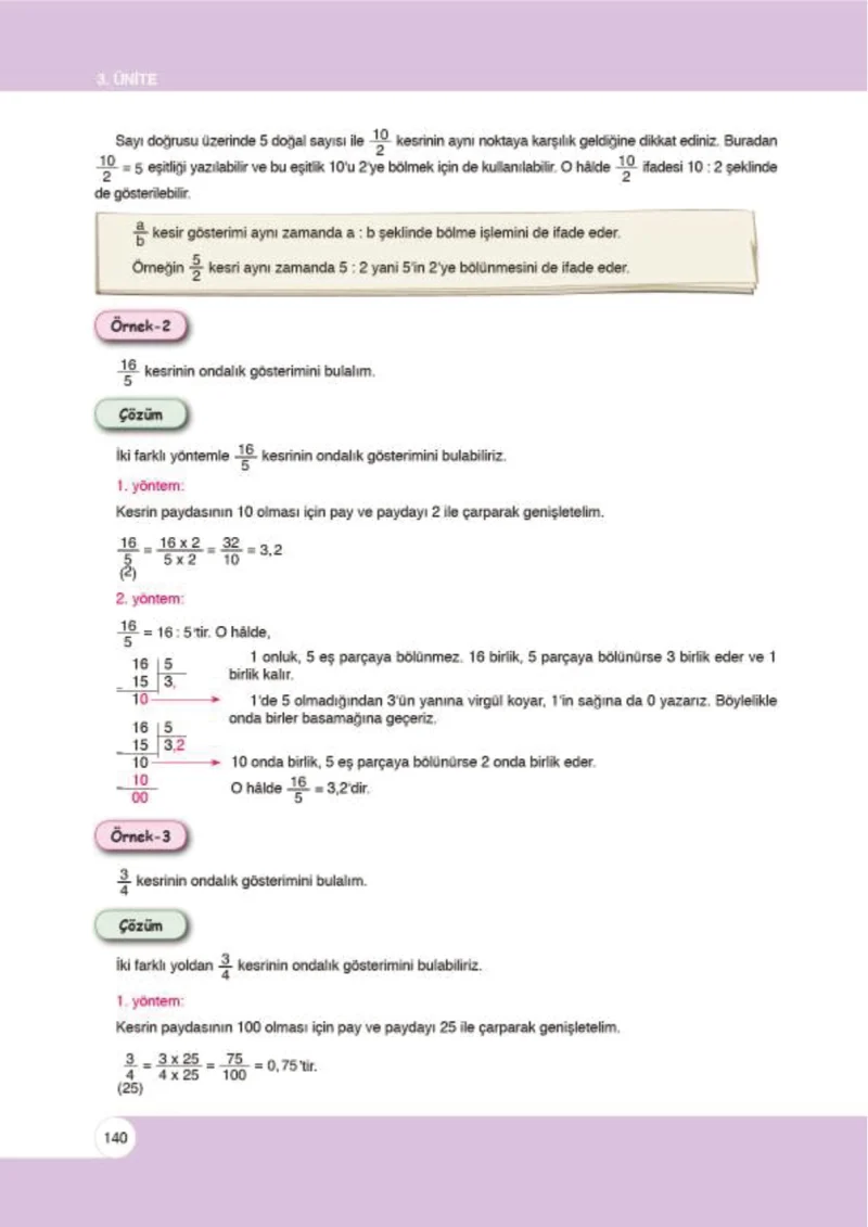 6. Sınıf Matematik Ders Kitabı Cevapları Öğün Yayınlar Sayfa 140