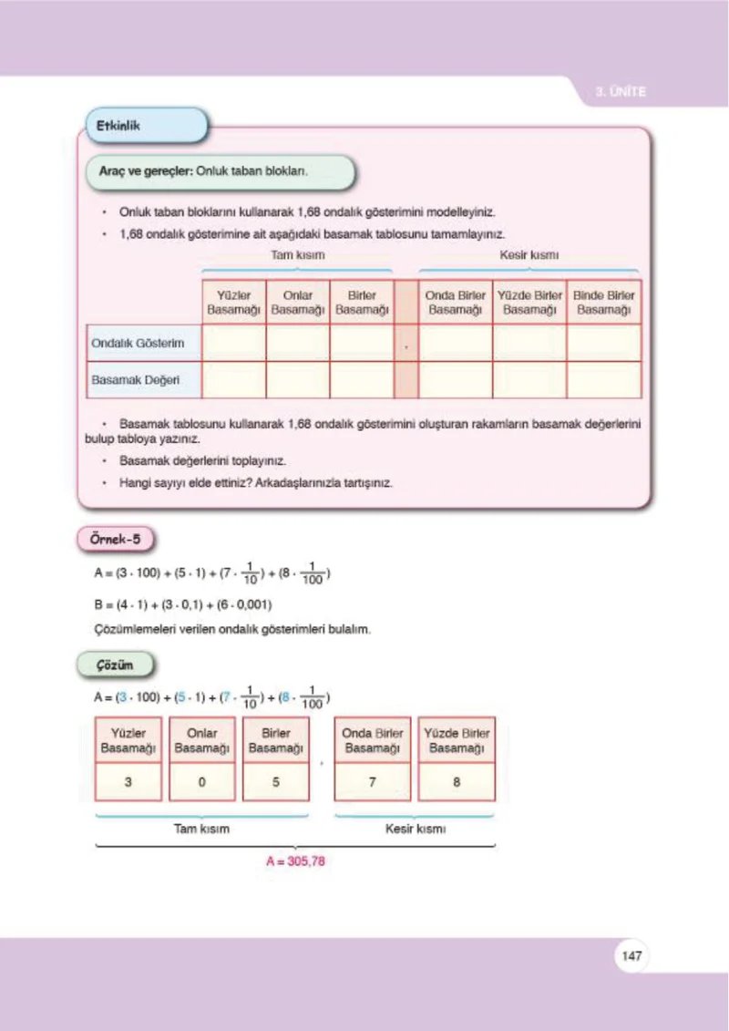 6. Sınıf Matematik Ders Kitabı Cevapları Öğün Yayınlar Sayfa 147