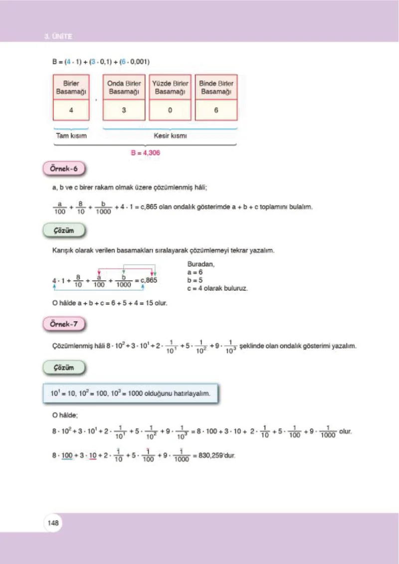 6. Sınıf Matematik Ders Kitabı Cevapları Öğün Yayınlar Sayfa 148