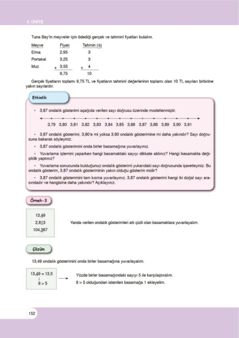 6. Sınıf Matematik Ders Kitabı Cevapları Öğün Yayınlar Sayfa 152