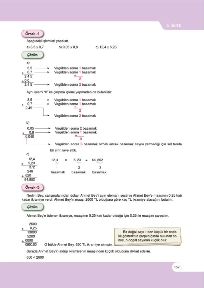 6. Sınıf Matematik Ders Kitabı Cevapları Öğün Yayınlar Sayfa 157