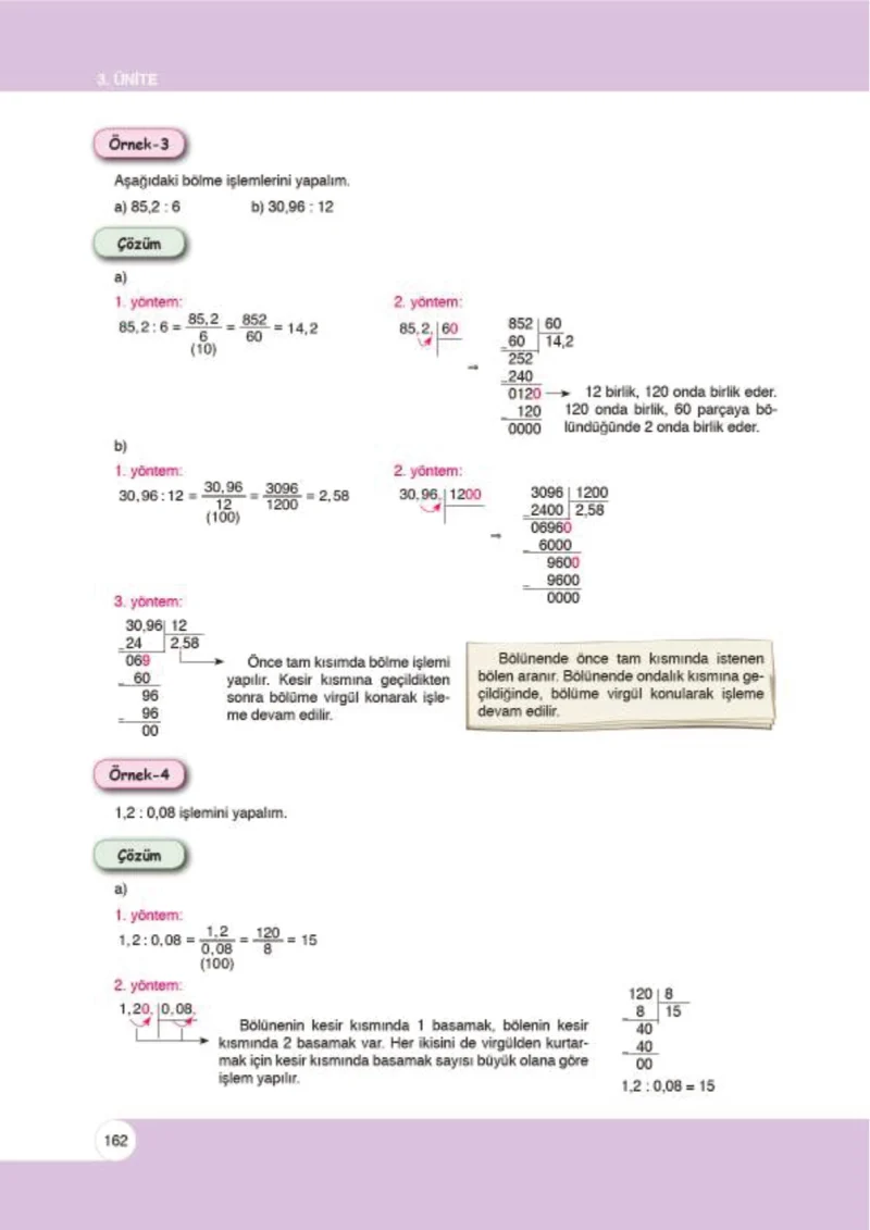 6. Sınıf Matematik Ders Kitabı Cevapları Öğün Yayınlar Sayfa 162