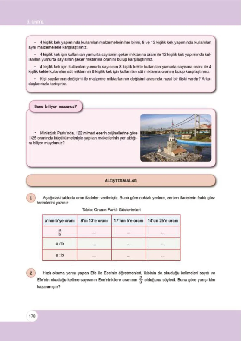 6. Sınıf Matematik Ders Kitabı Cevapları Öğün Yayınlar Sayfa 178