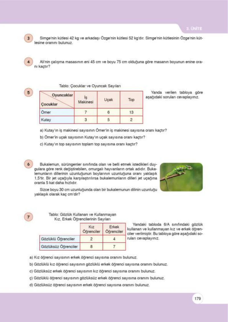 6. Sınıf Matematik Ders Kitabı Cevapları Öğün Yayınlar Sayfa 179