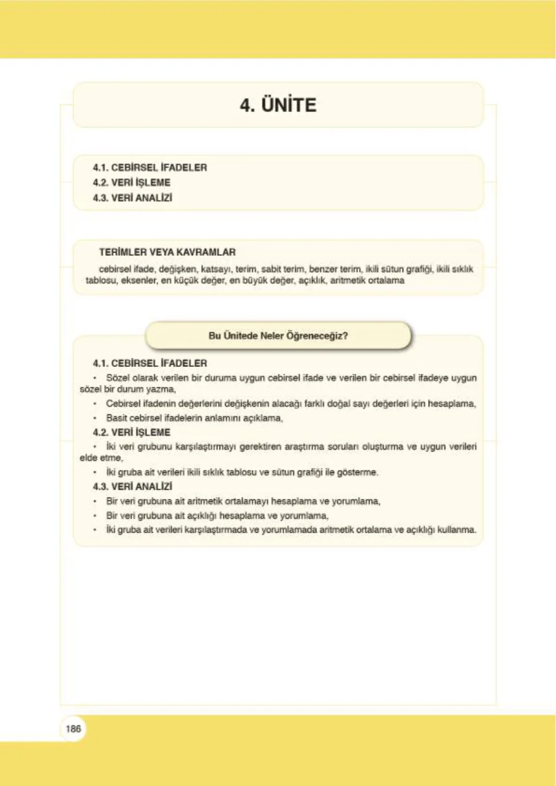 6. Sınıf Matematik Ders Kitabı Cevapları Öğün Yayınlar Sayfa 186