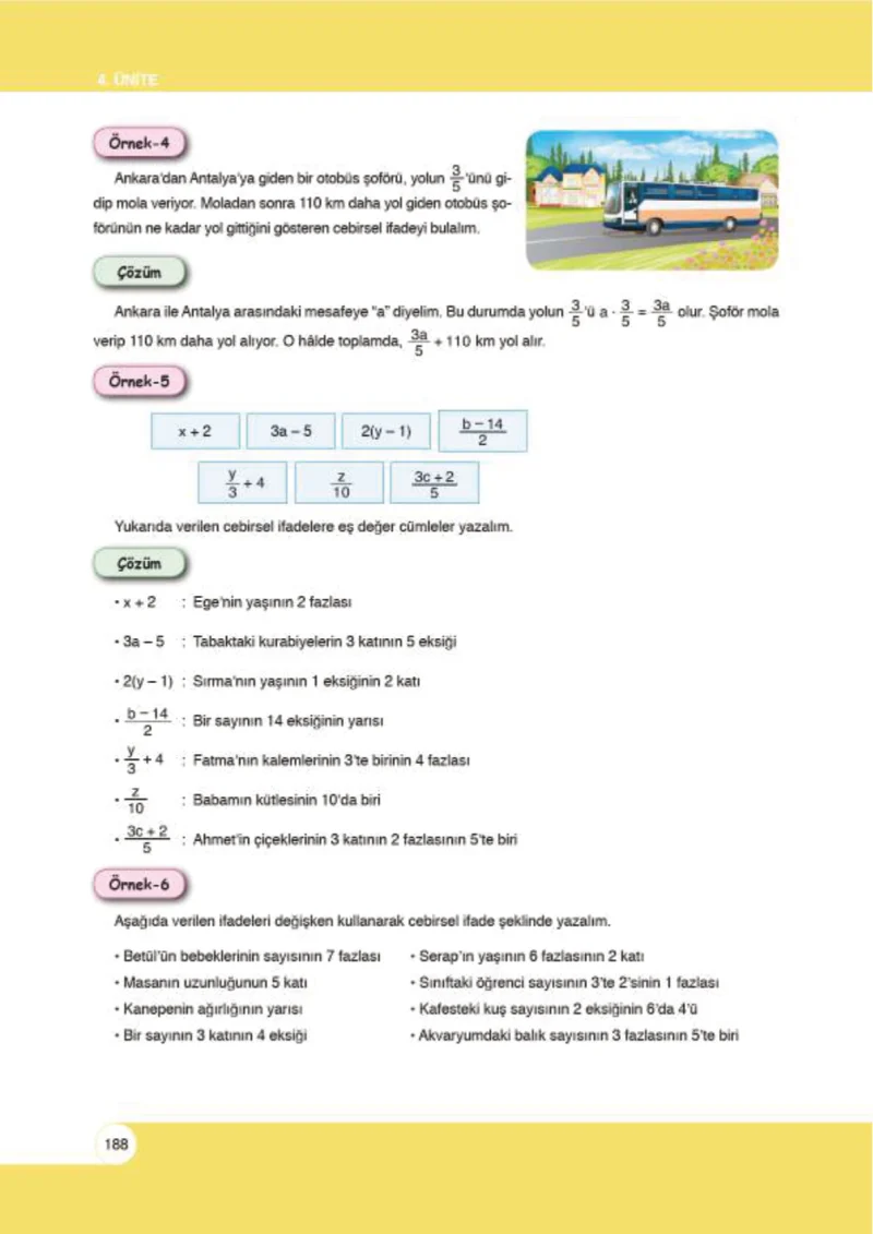 6. Sınıf Matematik Ders Kitabı Cevapları Öğün Yayınlar Sayfa 188