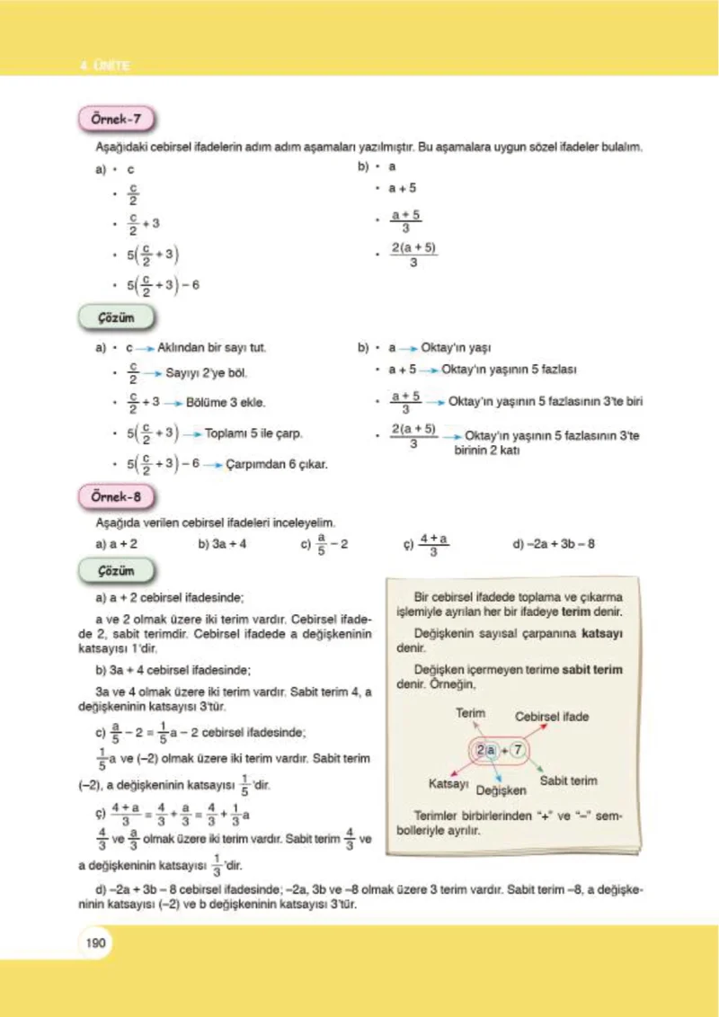 6. Sınıf Matematik Ders Kitabı Cevapları Öğün Yayınlar Sayfa 190
