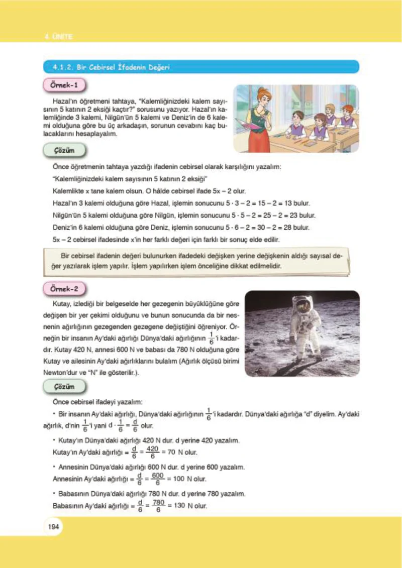 6. Sınıf Matematik Ders Kitabı Cevapları Öğün Yayınlar Sayfa 194