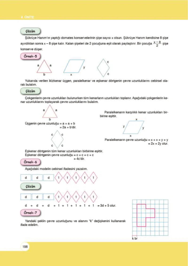 6. Sınıf Matematik Ders Kitabı Cevapları Öğün Yayınlar Sayfa 198