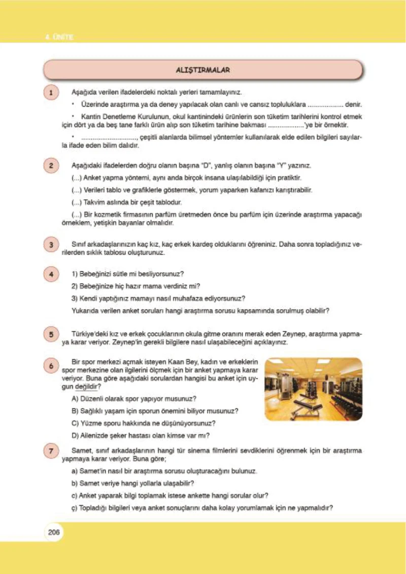 6. Sınıf Matematik Ders Kitabı Cevapları Öğün Yayınlar Sayfa 206
