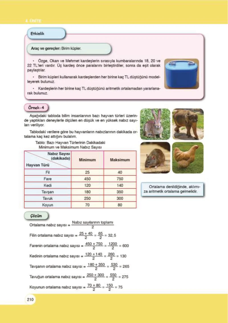 6. Sınıf Matematik Ders Kitabı Cevapları Öğün Yayınlar Sayfa 210