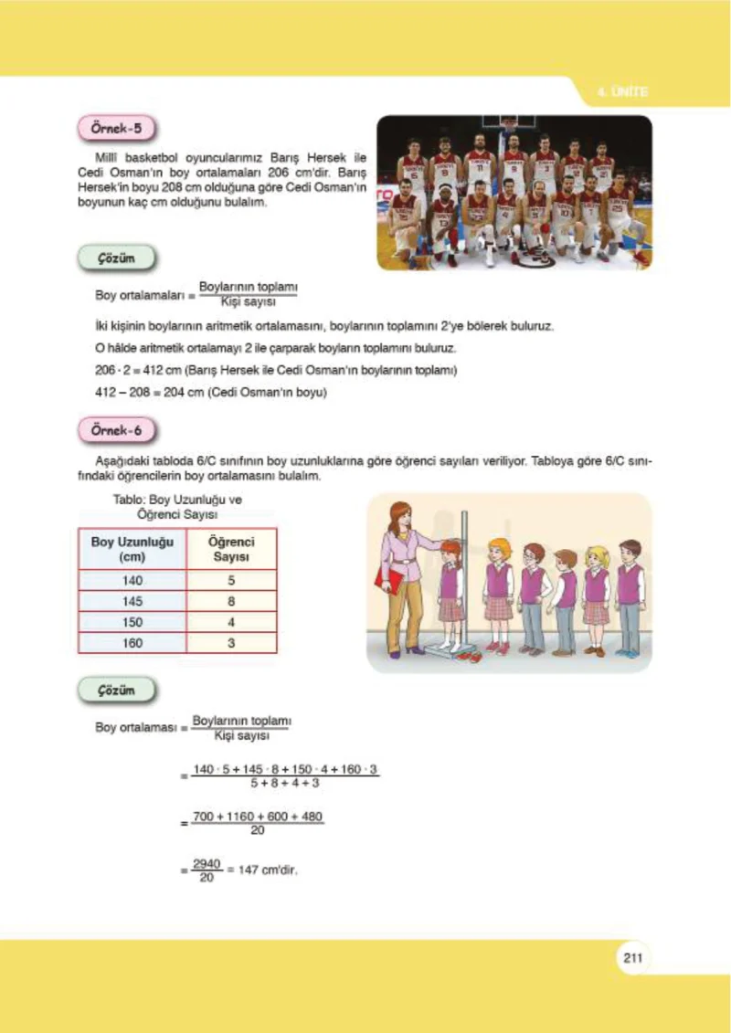 6. Sınıf Matematik Ders Kitabı Cevapları Öğün Yayınlar Sayfa 211