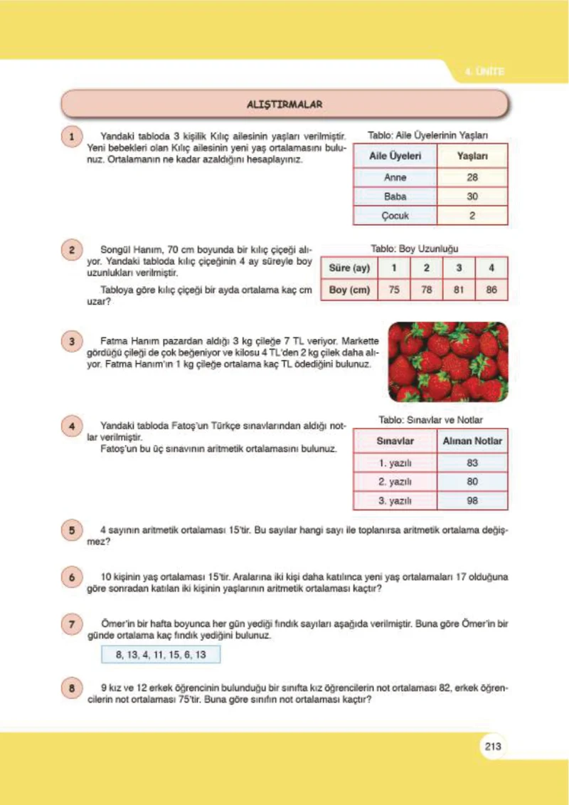 6. Sınıf Matematik Ders Kitabı Cevapları Öğün Yayınlar Sayfa 213