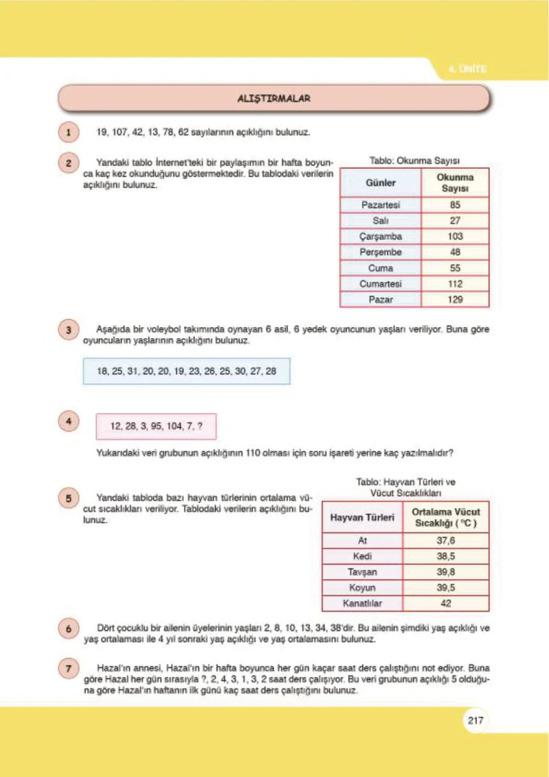 6. Sınıf Matematik Ders Kitabı Cevapları Öğün Yayınlar Sayfa 217