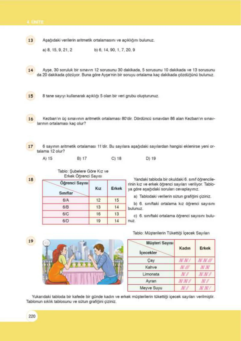 6. Sınıf Matematik Ders Kitabı Cevapları Öğün Yayınlar Sayfa 220