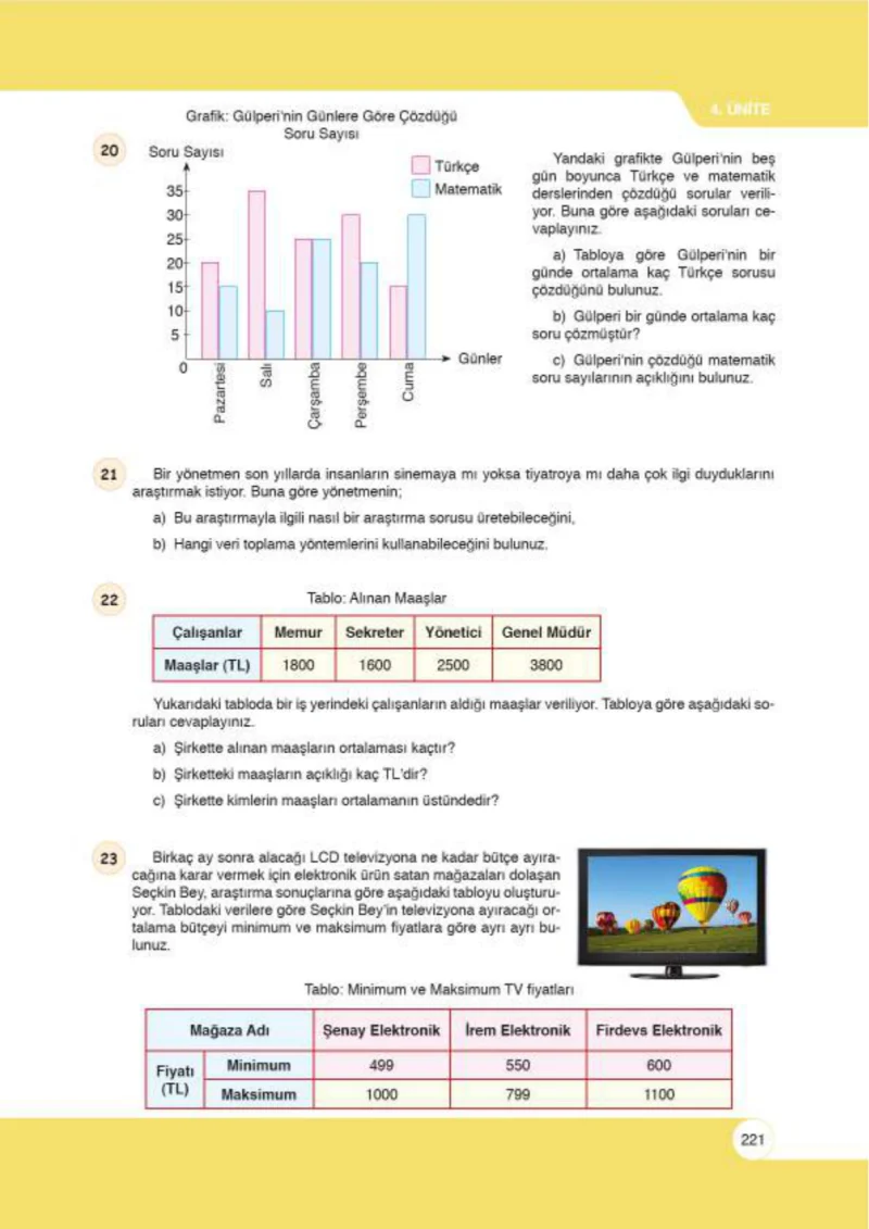 6. Sınıf Matematik Ders Kitabı Cevapları Öğün Yayınlar Sayfa 221