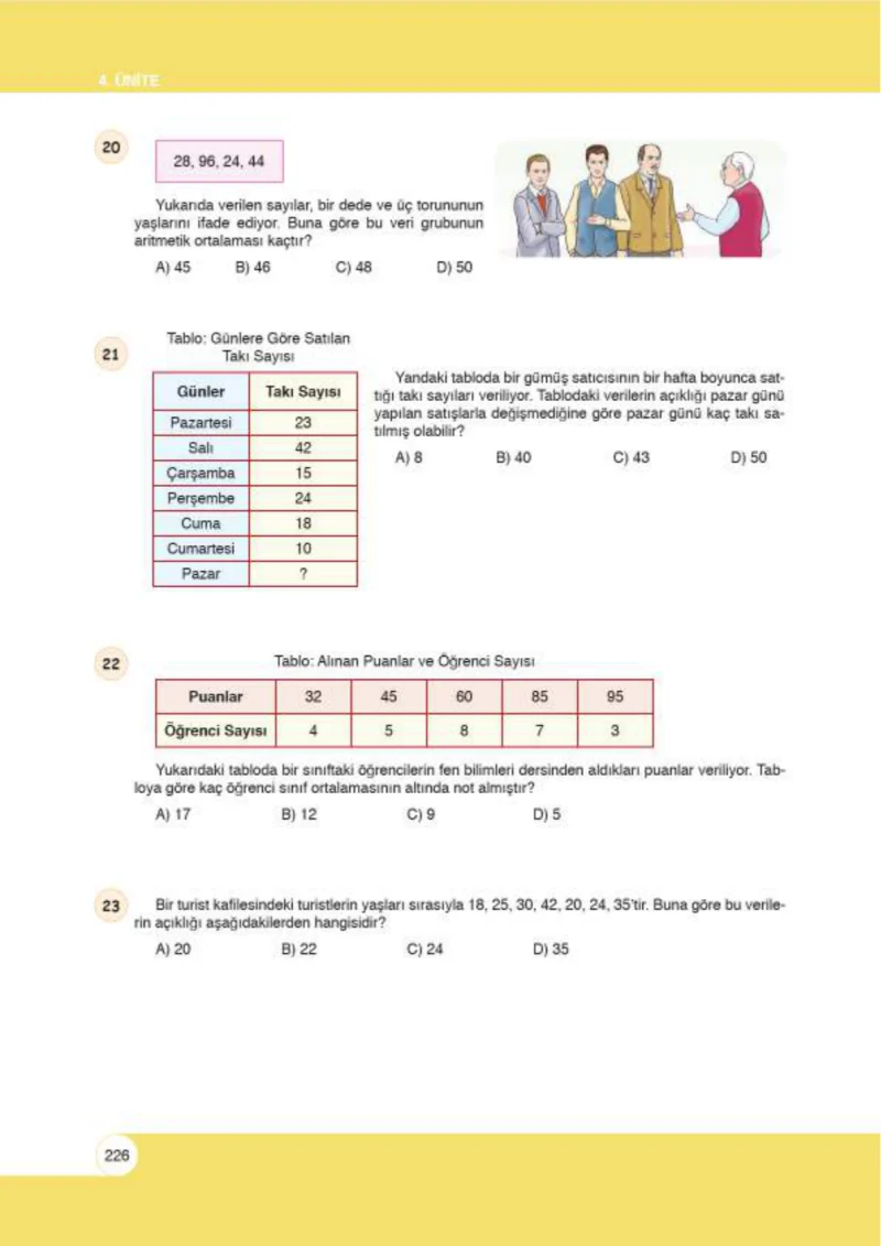 6. Sınıf Matematik Ders Kitabı Cevapları Öğün Yayınlar Sayfa 226