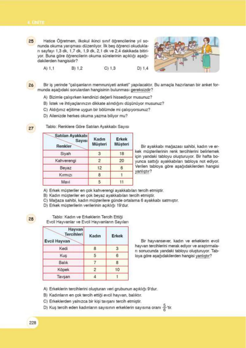 6. Sınıf Matematik Ders Kitabı Cevapları Öğün Yayınlar Sayfa 228