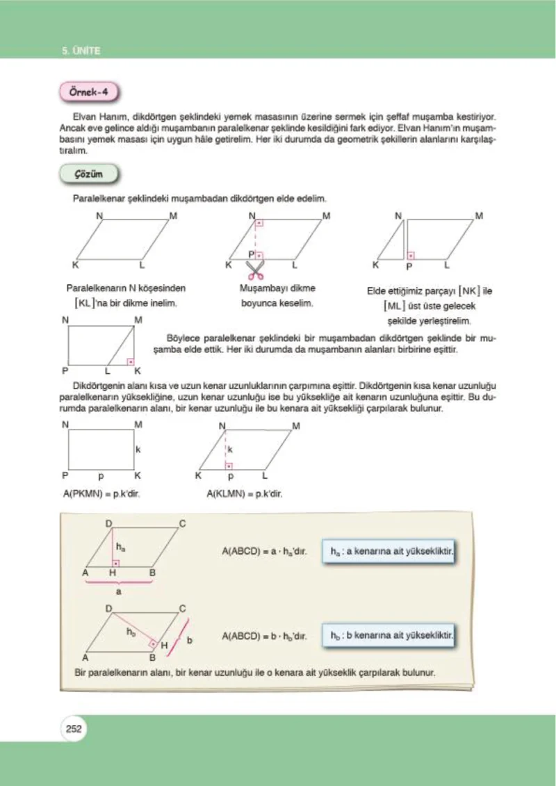6. Sınıf Matematik Ders Kitabı Cevapları Öğün Yayınlar Sayfa 252