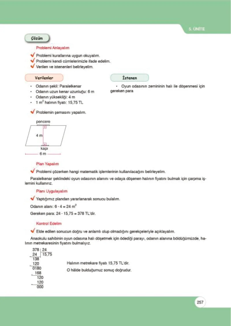 6. Sınıf Matematik Ders Kitabı Cevapları Öğün Yayınlar Sayfa 257