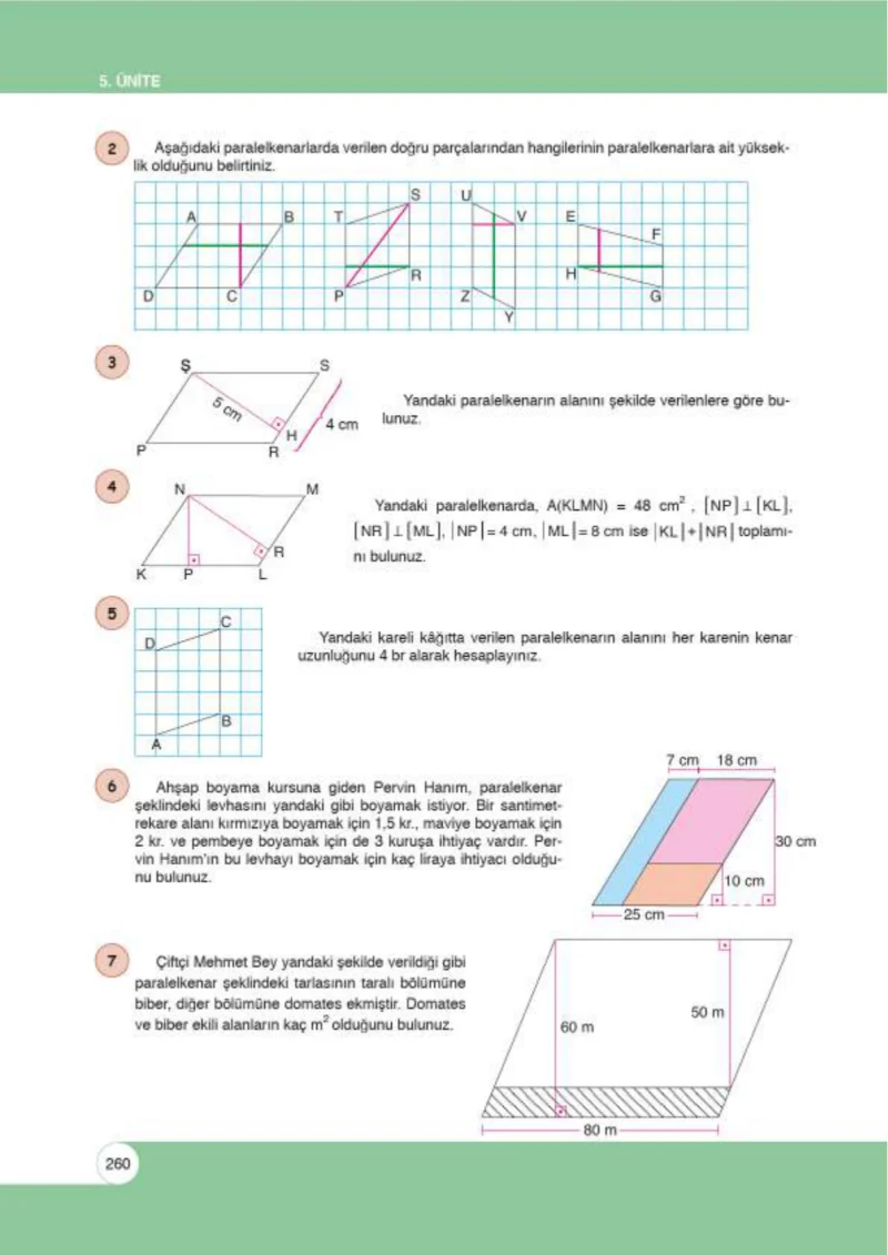 6. Sınıf Matematik Ders Kitabı Cevapları Öğün Yayınlar Sayfa 260