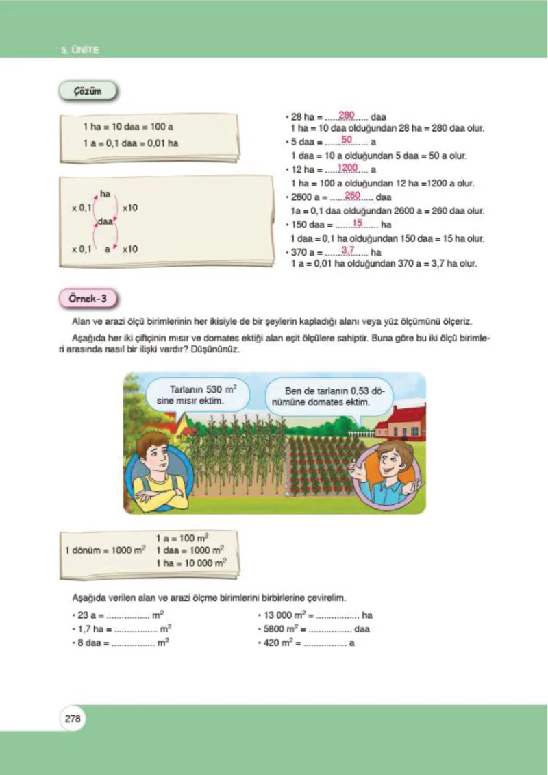 6. Sınıf Matematik Ders Kitabı Cevapları Öğün Yayınlar Sayfa 278