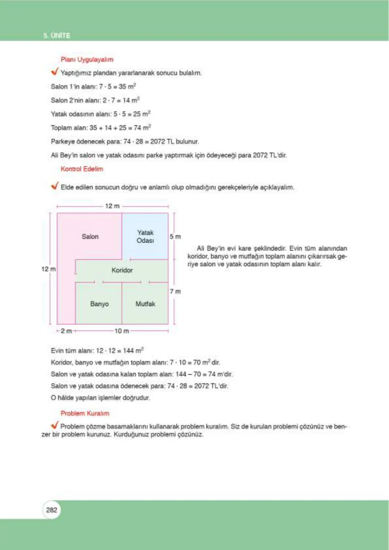 6. Sınıf Matematik Ders Kitabı Cevapları Öğün Yayınlar Sayfa 282