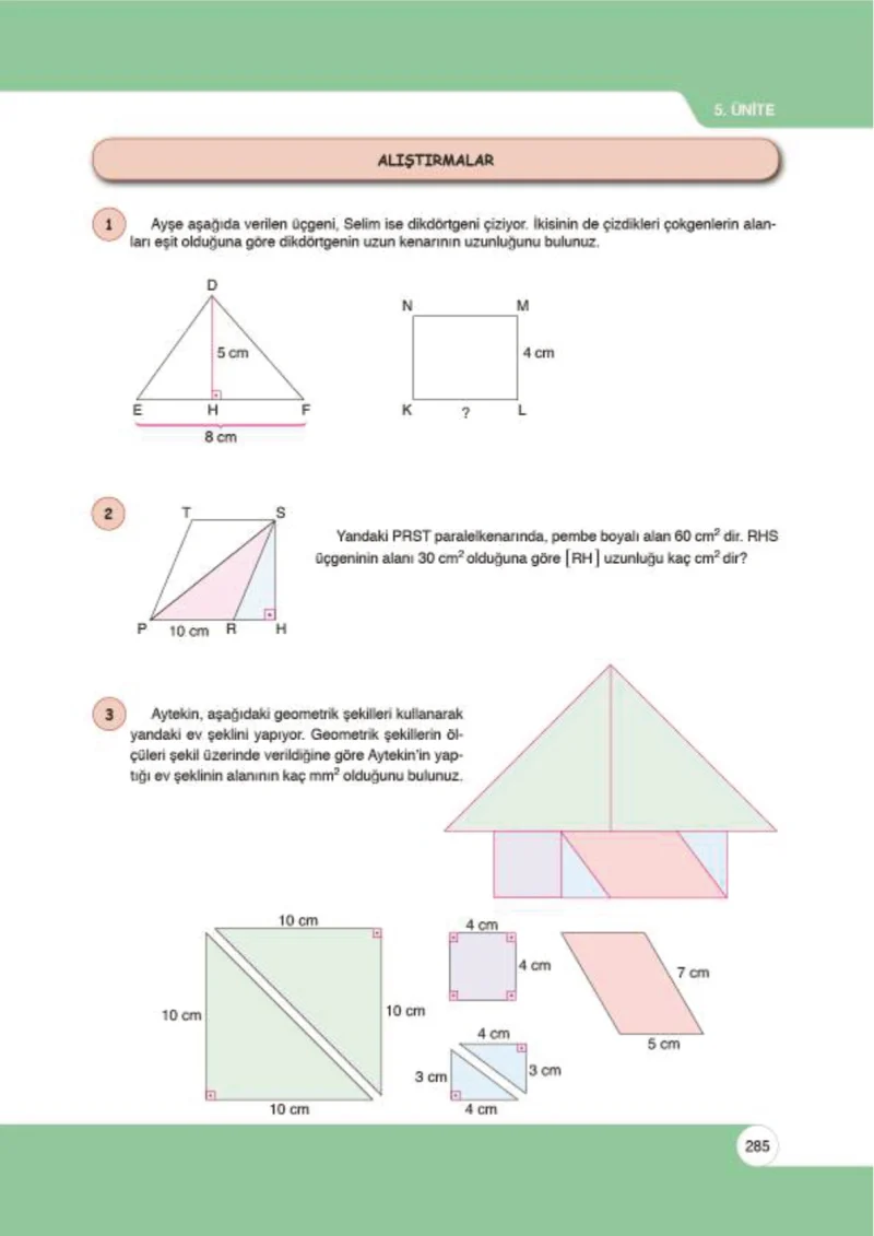 6. Sınıf Matematik Ders Kitabı Cevapları Öğün Yayınlar Sayfa 285