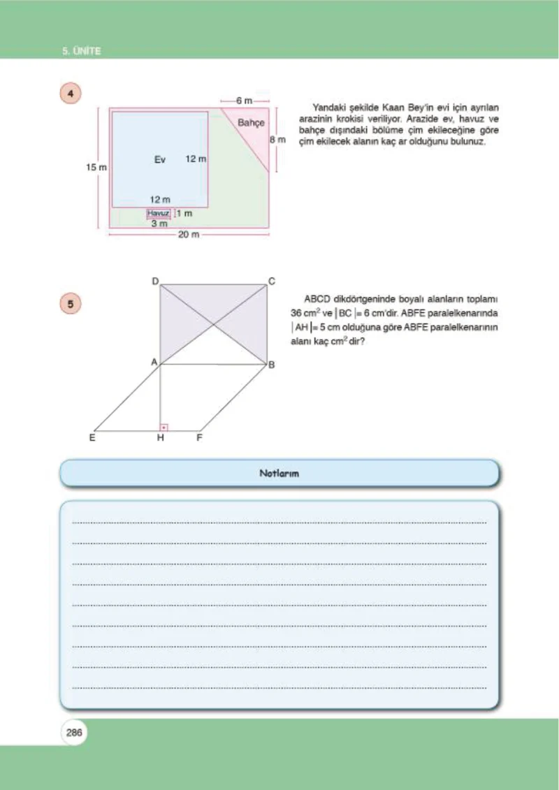 6. Sınıf Matematik Ders Kitabı Cevapları Öğün Yayınlar Sayfa 286