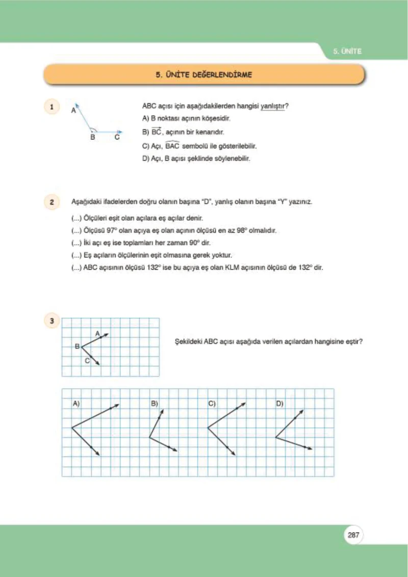 6. Sınıf Matematik Ders Kitabı Cevapları Öğün Yayınlar Sayfa 287
