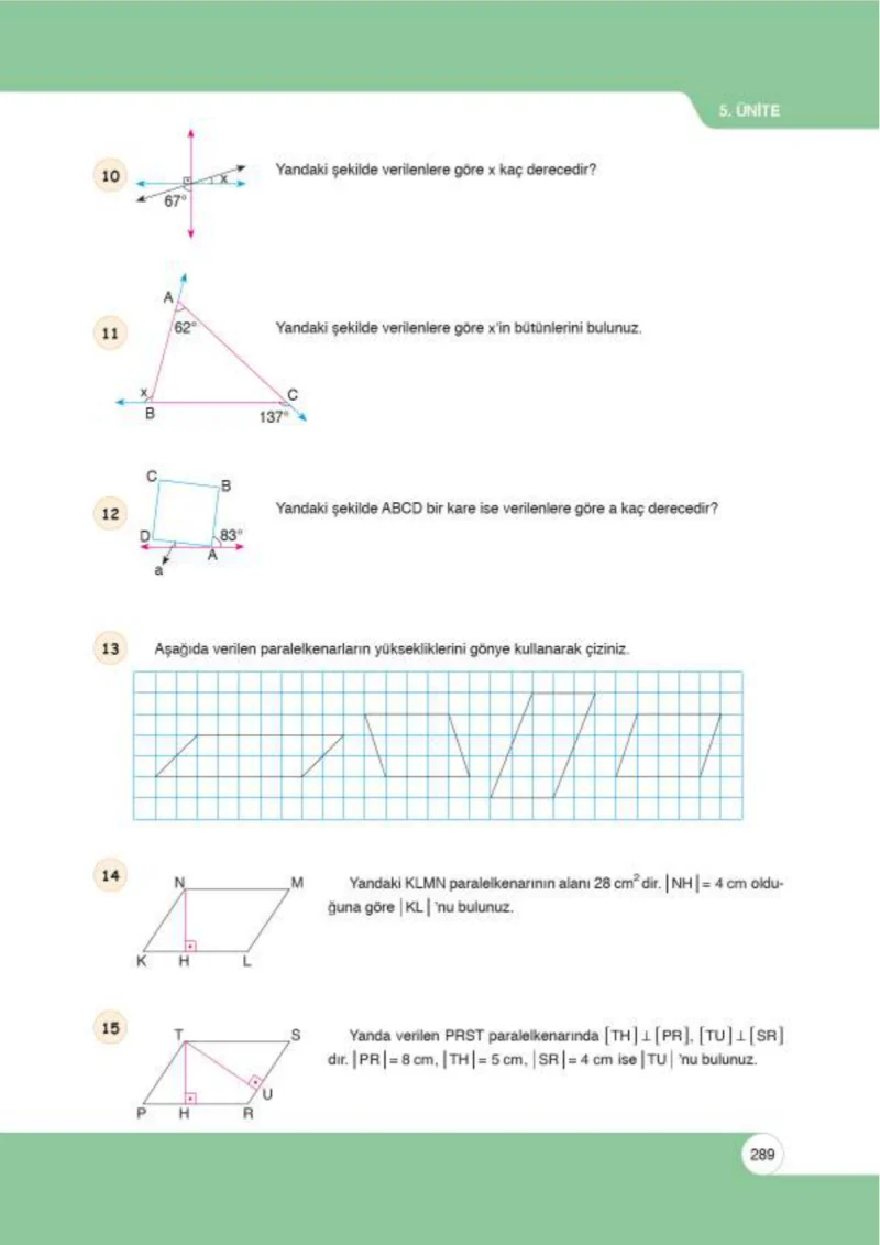 6. Sınıf Matematik Ders Kitabı Cevapları Öğün Yayınlar Sayfa 289