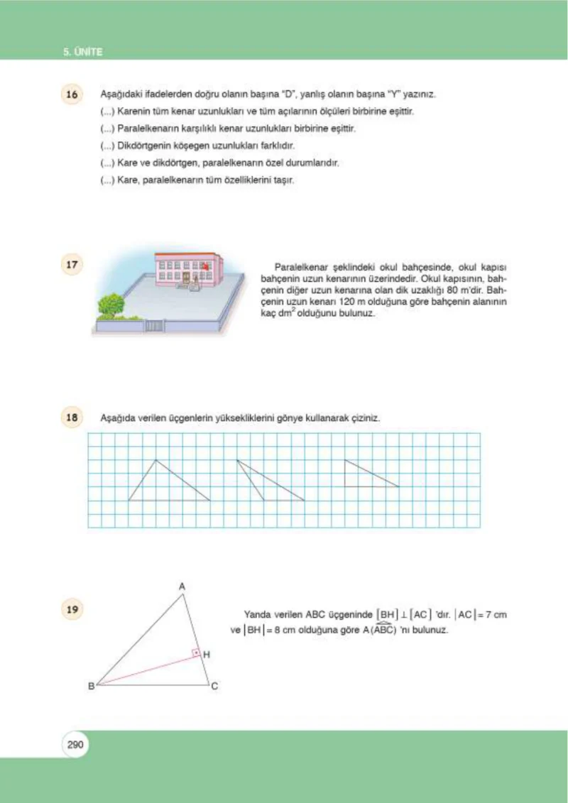 6. Sınıf Matematik Ders Kitabı Cevapları Öğün Yayınlar Sayfa 290