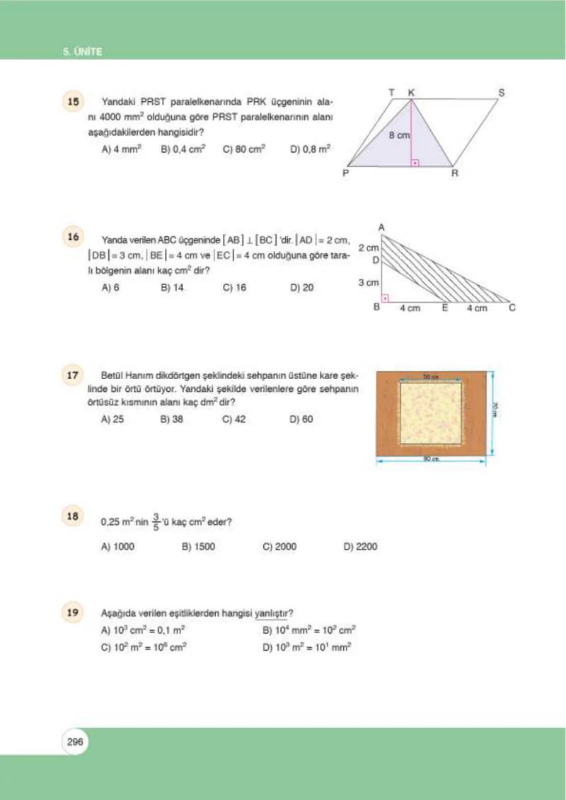 6. Sınıf Matematik Ders Kitabı Cevapları Öğün Yayınlar Sayfa 296