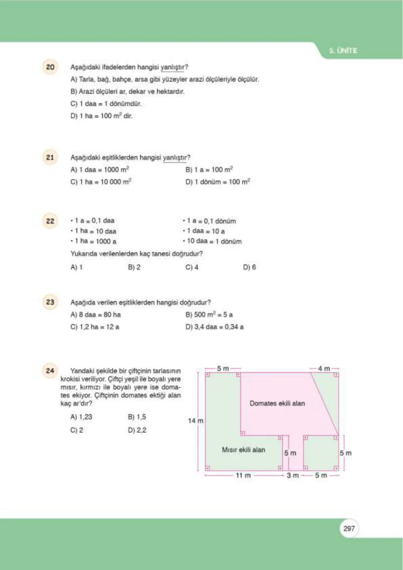 6. Sınıf Matematik Ders Kitabı Cevapları Öğün Yayınlar Sayfa 297