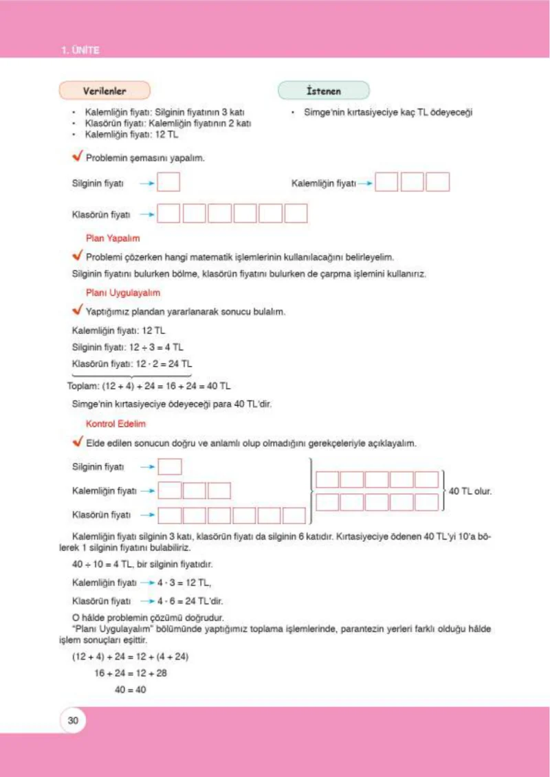 6. Sınıf Matematik Ders Kitabı Cevapları Öğün Yayınlar Sayfa 30