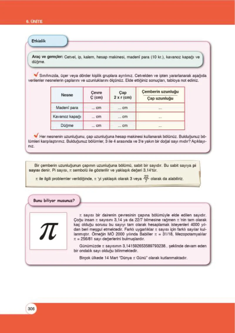 6. Sınıf Matematik Ders Kitabı Cevapları Öğün Yayınlar Sayfa 306