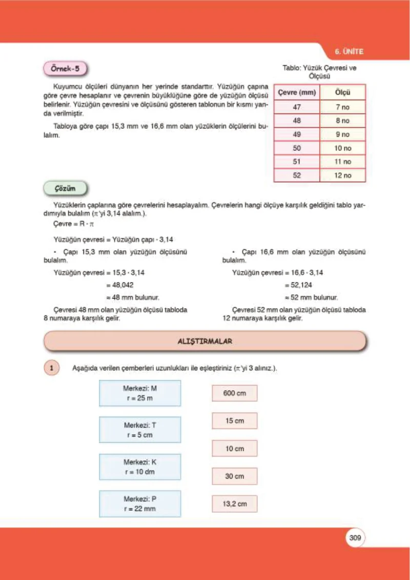 6. Sınıf Matematik Ders Kitabı Cevapları Öğün Yayınlar Sayfa 309