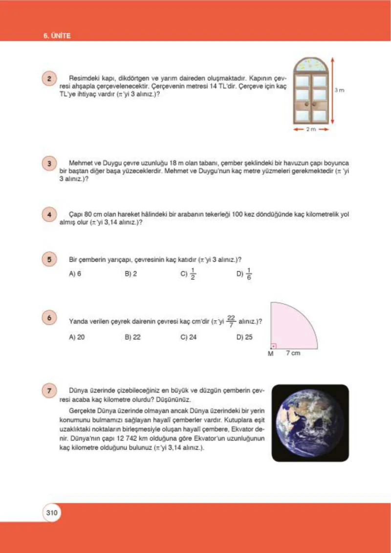 6. Sınıf Matematik Ders Kitabı Cevapları Öğün Yayınlar Sayfa 310