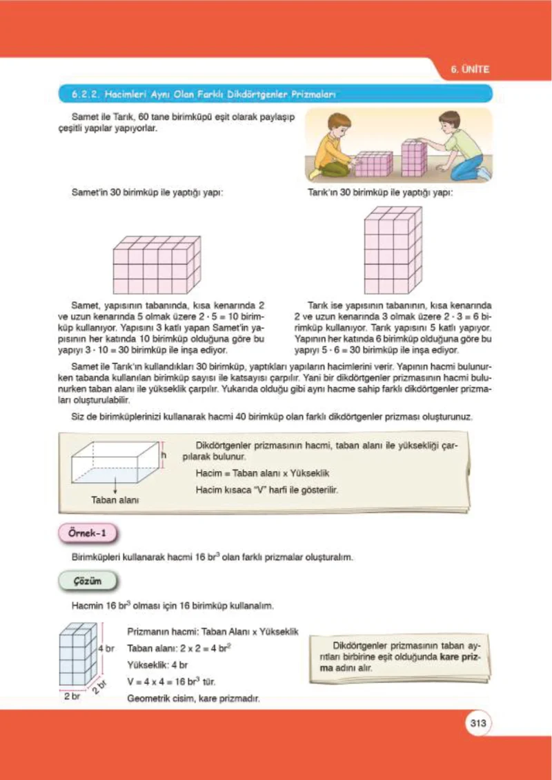 6. Sınıf Matematik Ders Kitabı Cevapları Öğün Yayınlar Sayfa 313