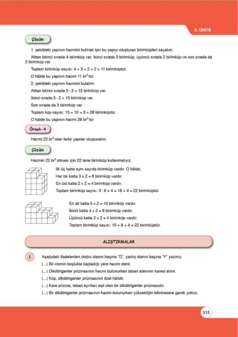 6. Sınıf Matematik Ders Kitabı Cevapları Öğün Yayınlar Sayfa 315