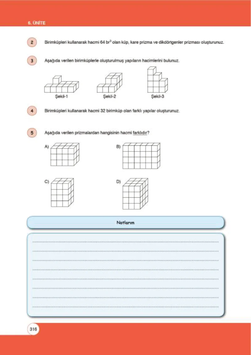 6. Sınıf Matematik Ders Kitabı Cevapları Öğün Yayınlar Sayfa 316