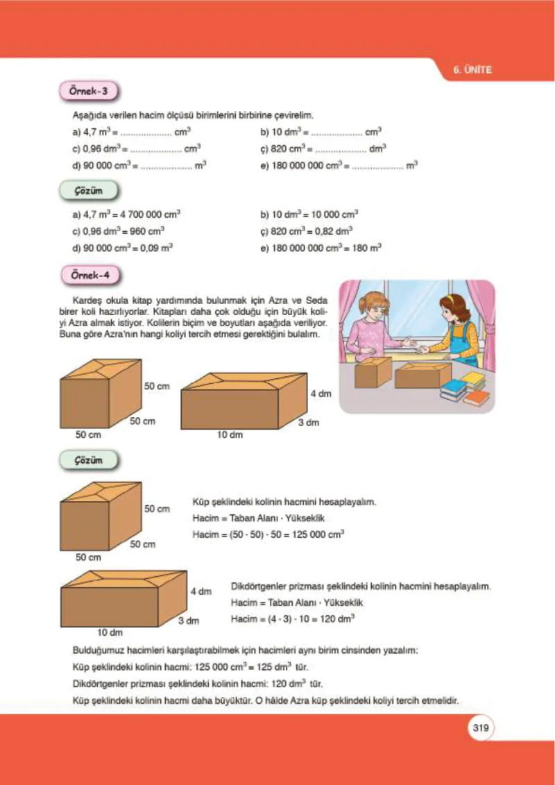 6. Sınıf Matematik Ders Kitabı Cevapları Öğün Yayınlar Sayfa 319